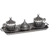 Bazaar 4 Osmanlı Hürrem Nescafe Fincan Seti 2 Kişilik Kalaylı - Metalik Gri