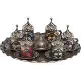Bazaar 4 Osmanlı Hürrem Sultan Türk Kahvesi Seti 6 Kişilik Renkli Fincan - Antik Sarı