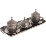 Bazaar 4 Osmanlı Şehzade Nescafe Fincan Seti 2 Kişilik Kalaylı - Metalik Gri