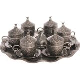 Bazaar 4 Osmanlı Şehzade Nescafe Fincan Seti 6 Kişilik Kalaylı - Metalik Gri