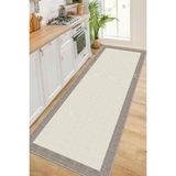 Bazaar Forum Pamuk Taban Dijital Baskı Kaymaz Tüy Dökmeyen Makinada Yıkanabilir Salon Halısı Mutfak Halısı - Gri - Beyaz - Kahverengi - 80 x 200 cm
