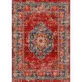 Bazaar Forum Pamuk Taban Dijital Baskı Kaymaz Tüy Dökmeyen Makinada Yıkanabilir Salon Halısı Mutfak Halısı - Kırmızı - 60 x 100 cm