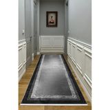 Bazaar Forum Pamuk Taban Dijital Baskı Kaymaz Tüy Dökmeyen Makinada Yıkanabilir Salon Halısı Mutfak Halısı - Siyah - 100 x 200 cm