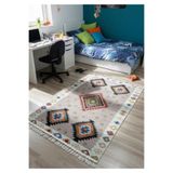 Bazaarforum Bambu Premium Etnik Desenli Salon Halısı, Koridor Halısı, Yatak Odası Halısı, Bej Üstü Çok Renkli Desenli, 200 x 300