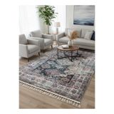 Bazaarforum Bambu Premium Etnik Desenli Salon Halısı, Koridor Halısı, Yatak Odası Halısı, Eskitme Antrasit, 200 x 300
