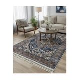 Bazaarforum Bambu Premium Etnik Desenli Salon Halısı, Koridor Halısı, Yatak Odası Halısı, Eskitme Mavi, 200 x 300