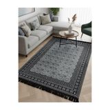 Bazaarforum Bambu Premium Etnik Desenli Salon Halısı, Koridor Halısı, Yatak Odası Halısı, Gri-Antrasit Geçişli, 80 x 300