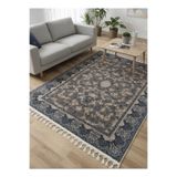 Bazaarforum Bambu Premium Etnik Desenli Salon Halısı, Koridor Halısı, Yatak Odası Halısı, Kahverengi- Mavi, 100 x 200
