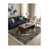 Bazaarforum Bambu Premium Etnik Desenli Salon Halısı, Koridor Halısı, Yatak Odası Halısı, Kahverengi Mavi Geçişli, 100 x 200