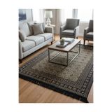 Bazaarforum Bambu Premium Etnik Desenli Salon Halısı, Koridor Halısı, Yatak Odası Halısı, Kahverengi-Siyah, 80 x 150