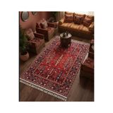 Bazaarforum Bambu Premium Etnik Desenli Salon Halısı, Koridor Halısı, Yatak Odası Halısı, Kırmızı Çok Desenli, 100 x 200