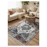 Bazaarforum Bambu Premium Etnik Desenli Salon Halısı, Koridor Halısı, Yatak Odası Halısı, Kırmızı-Krem, 80 x 300