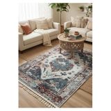 Bazaarforum Bambu Premium Etnik Desenli Salon Halısı, Koridor Halısı, Yatak Odası Halısı, Kırmızı-Krem, 80 x 300