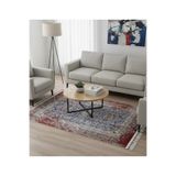 Bazaarforum Bambu Premium Etnik Desenli Salon Halısı, Koridor Halısı, Yatak Odası Halısı, Kırmızı Mavi Geçişli, 120 x 180