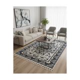 Bazaarforum Bambu Premium Etnik Desenli Salon Halısı, Koridor Halısı, Yatak Odası Halısı, Krem, 120 x 180
