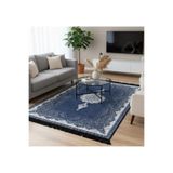 Bazaarforum Bambu Premium Etnik Desenli Salon Halısı, Koridor Halısı, Yatak Odası Halısı, Lacivert-Krem, 200 x 300