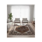 Bazaarforum Bambu Premium Etnik Desenli Salon Halısı, Koridor Halısı, Yatak Odası Halısı, Siyah-Kahve, 120 x 180