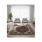 Bazaarforum Bambu Premium Etnik Desenli Salon Halısı, Koridor Halısı, Yatak Odası Halısı, Siyah-Kahve, 80 x 200