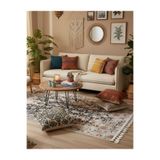 Bazaarforum Bambu Premium Etnik Desenli Salon Halısı, Koridor Halısı, Yatak Odası Halısı, Siyah Zemin Kahve Geçişli, 100 x 160