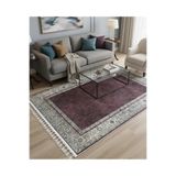 Bazaarforum Bambu Premium Yüksek Kalite Etnik Desenli Salon Halısı, Koridor Halısı, Yatak Odası Halısı, Bordo, 200 x 300