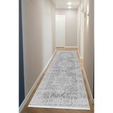 Bazaarforum Dijital Baskı Pamuk Dokuma Taban Desenli Yolluk Koridor Halısı, Gri, 100 x 250 TEKLİ2.