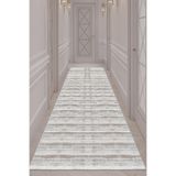 Bazaarforum Dijital Baskı Pamuk Dokuma Taban Desenli Yolluk Koridor Halısı, Gri, 100 x 250 YOLLUK40.