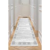 Bazaarforum Dijital Baskı Pamuk Dokuma Taban Desenli Yolluk Koridor Halısı, Gri, 100 x 400 YOLLUK8.