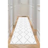 Bazaarforum Dijital Baskı Pamuk Dokuma Taban Desenli Yolluk Koridor Halısı, Gri, 120 x 300 YOLLUK6.