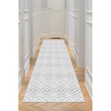 Bazaarforum Dijital Baskı Pamuk Dokuma Taban Desenli Yolluk Koridor Halısı, Gri, 200 x 290 TEKLİ3.