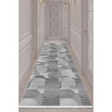 Bazaarforum Dijital Baskı Pamuk Dokuma Taban Desenli Yolluk Koridor Halısı, Gri, 40 x 60 YOLLUK18.