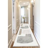 Bazaarforum Dijital Baskı Pamuk Dokuma Taban Desenli Yolluk Koridor Halısı, Gri, 80 x 200 YOLLUK34.