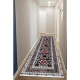 Bazaarforum Dijital Baskı Pamuk Dokuma Taban Desenli Yolluk Koridor Halısı, Gri Yoğunluklu Çok Renki Desenli, 100 x 250