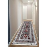 Bazaarforum Dijital Baskı Pamuk Dokuma Taban Desenli Yolluk Koridor Halısı, Gri Yoğunluklu Çok Renki Desenli, 80 x 300