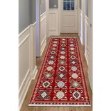 Bazaarforum Dijital Baskı Pamuk Dokuma Taban Desenli Yolluk Koridor Halısı, Kırmızı, 100 x 450 YOLLUK7.