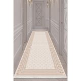 Bazaarforum Dijital Baskı Pamuk Dokuma Taban Desenli Yolluk Koridor Halısı, Krem, 80 x 250 TEKLİ4.