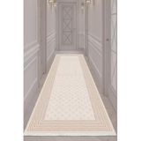 Bazaarforum Dijital Baskı Pamuk Dokuma Taban Desenli Yolluk Koridor Halısı, Krem, 80 x 250 TEKLİ4.