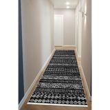 Bazaarforum Dijital Baskı Pamuk Dokuma Taban Desenli Yolluk Koridor Halısı, Siyah, 100 x 200 YOLLUK33.