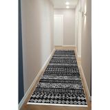 Bazaarforum Dijital Baskı Pamuk Dokuma Taban Desenli Yolluk Koridor Halısı, Siyah, 120 x 300 YOLLUK33.