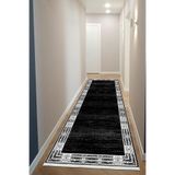 Bazaarforum Dijital Baskı Pamuk Dokuma Taban Desenli Yolluk Koridor Halısı, Siyah, 80 x 200 YOLLUK8.