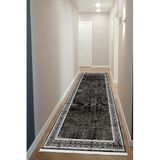 Bazaarforum Dijital Baskı Pamuk Dokuma Taban Desenli Yolluk Koridor Halısı, Siyah, 80 x 400 YOLLUK37.