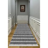 Bazaarforum Dijital Baskı Pamuk Dokuma Taban Desenli Yolluk Koridor Halısı, Siyah-Gri, 100 x 300 YOLLUK10.