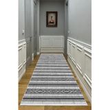 Bazaarforum Dijital Baskı Pamuk Dokuma Taban Desenli Yolluk Koridor Halısı, Siyah-Gri, 80 x 450 YOLLUK10.