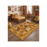 Bazaarforum Doğal İplik Şönil Dokuma Pamuk Taban Halı Koridor Halısı Kilim – Antre, Salon Ofis Genç Odası, Sarı, 140 x 300 NAKKAŞ-11