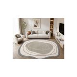 Bazaarforum Oval-Dijital Baskı Pamuk Dokuma Kaymaz Taban Salon Halısı – Antre, Koridor ve Oda İçin, Gri, 160 x 230
