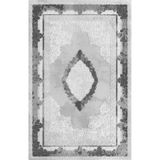 Bazaarforum Pamuk Dokuma Taban Kaymaz Tüy Dökmeyen Klasik Halı Salon Halısı Mutfak Halısı Koridor Halısı, Gri, 100 x 350cm, GR-392-15