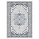 Bazaarforum Pamuk Dokuma Taban Kaymaz Tüy Dökmeyen Klasik Halı Salon Halısı Mutfak Halısı Koridor Halısı, Gri, 120 x 500cm, GR-455-21