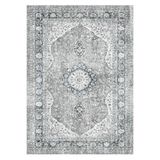 Bazaarforum Pamuk Dokuma Taban Kaymaz Tüy Dökmeyen Klasik Halı Salon Halısı Mutfak Halısı Koridor Halısı, Gri, 80 x 150cm, GR-276-3