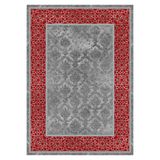 Bazaarforum Pamuk Dokuma Taban Kaymaz Tüy Dökmeyen Klasik Halı Salon Halısı Mutfak Halısı Koridor Halısı, Gri - Kırmızı, 80 x 150cm, GR-233-3