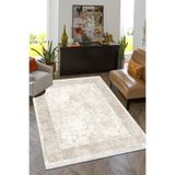 Bazaarforum Pamuk Dokuma Taban Kaymaz Tüy Dökmeyen Klasik Halı Salon Halısı Mutfak Halısı Koridor Halısı, Krem, 100 x 350cm, KM-610-15