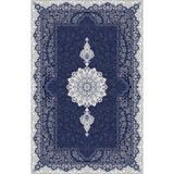Bazaarforum Pamuk Dokuma Taban Kaymaz Tüy Dökmeyen Klasik Halı Salon Halısı Mutfak Halısı Koridor Halısı, Mavi, 160 x 230cm, GR-242-22